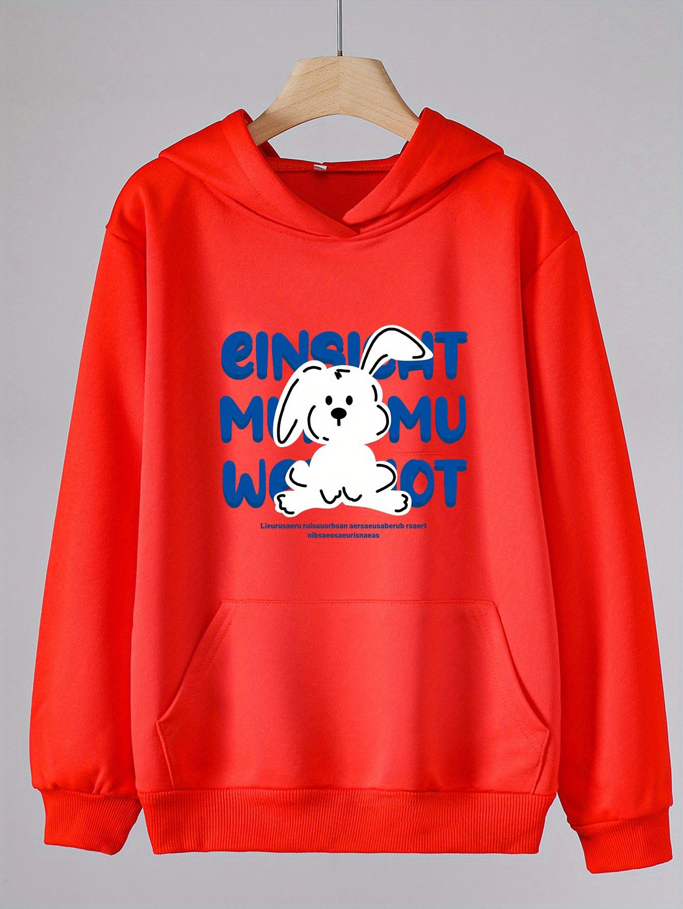 Cartoon Bunny Print Hoodie Girls Top