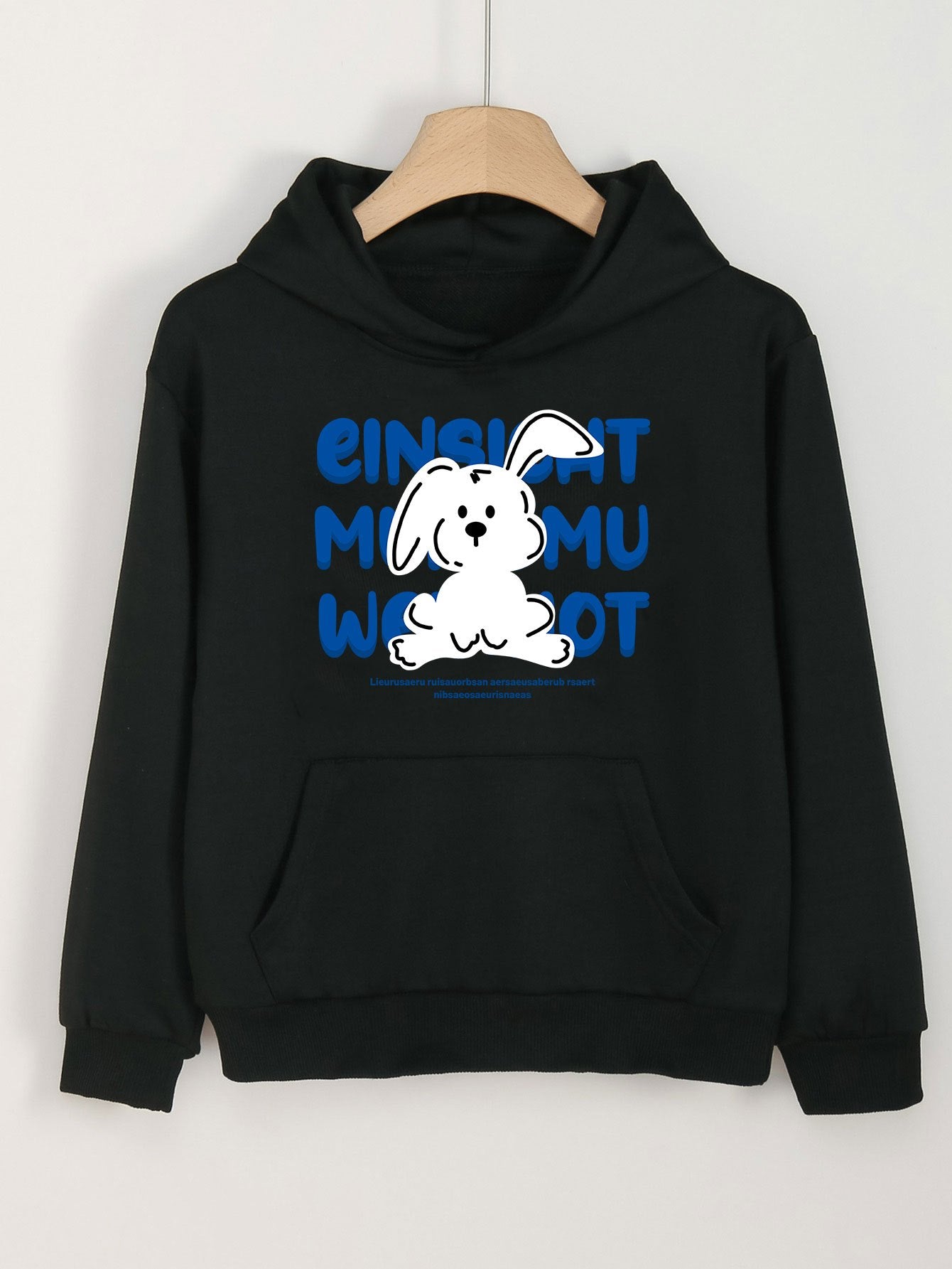 Cartoon Bunny Print Hoodie Girls Top