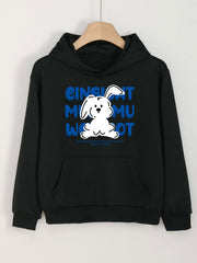 Cartoon Bunny Print Hoodie Girls Top