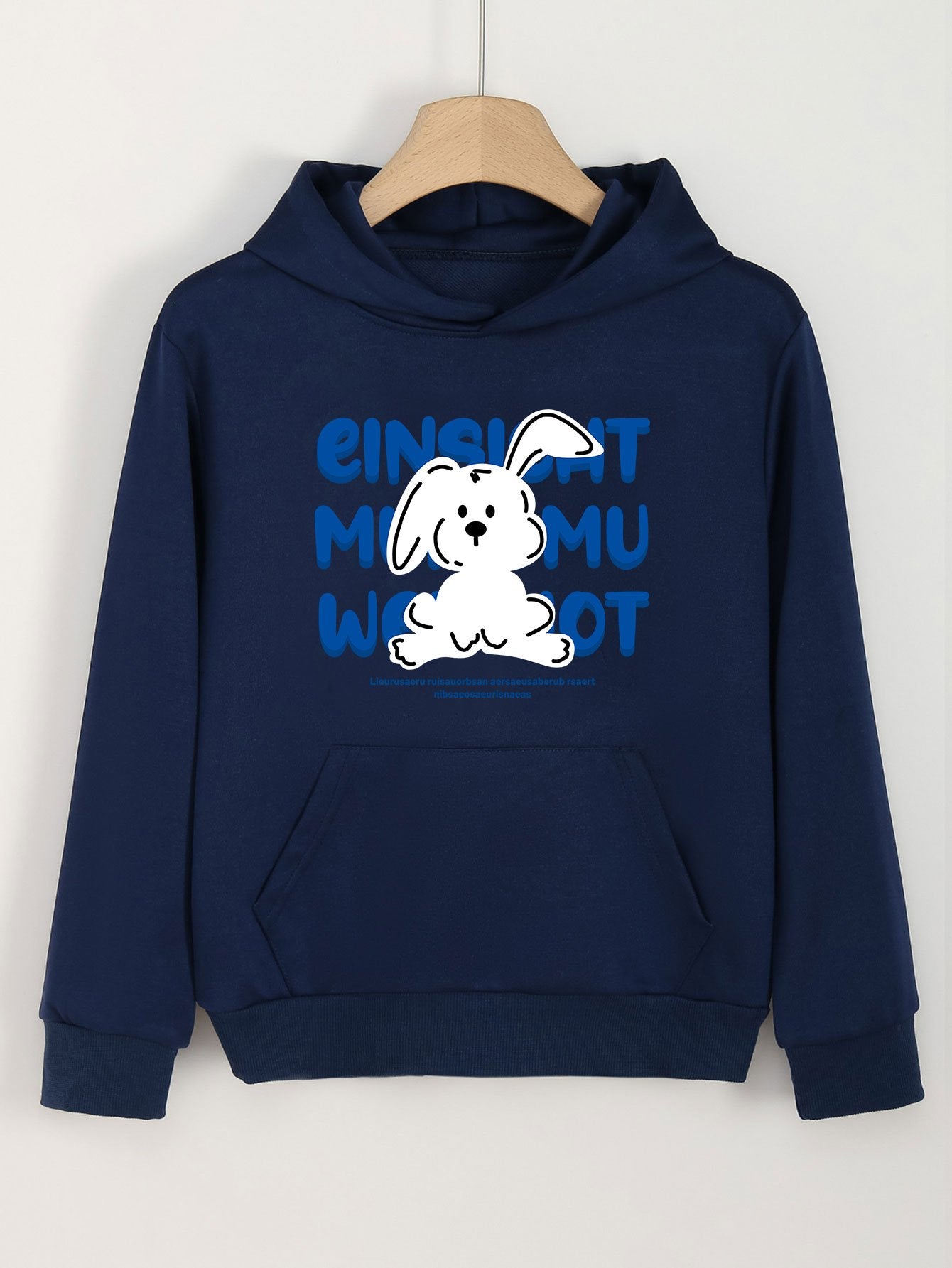 Cartoon Bunny Print Hoodie Girls Top