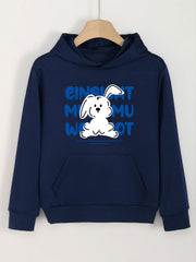 Cartoon Bunny Print Hoodie Girls Top