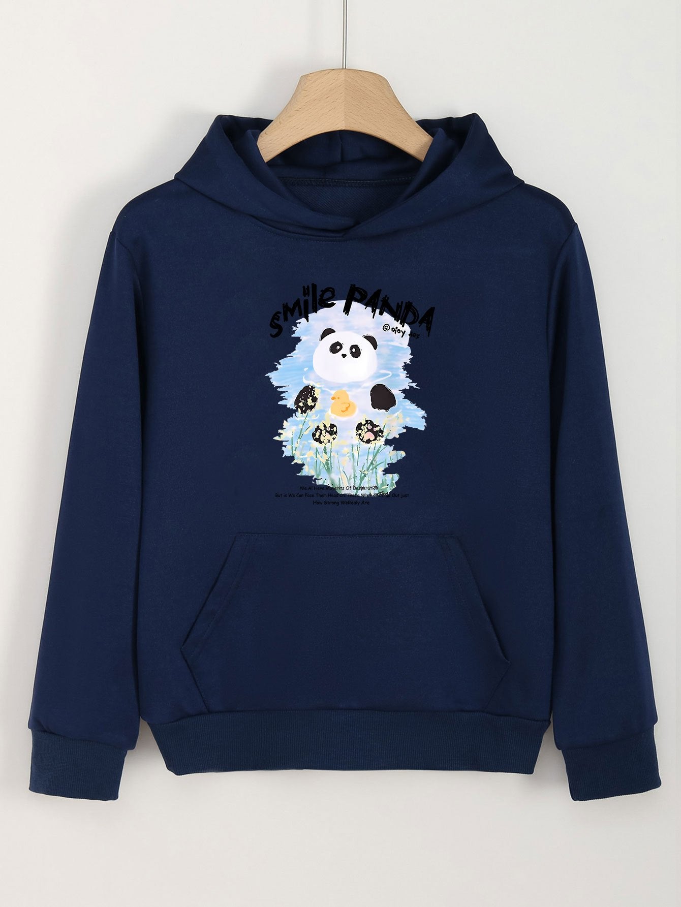 Smile Panda Print Hoodie Girls Casual Pullover Hooded Top Spring Fall