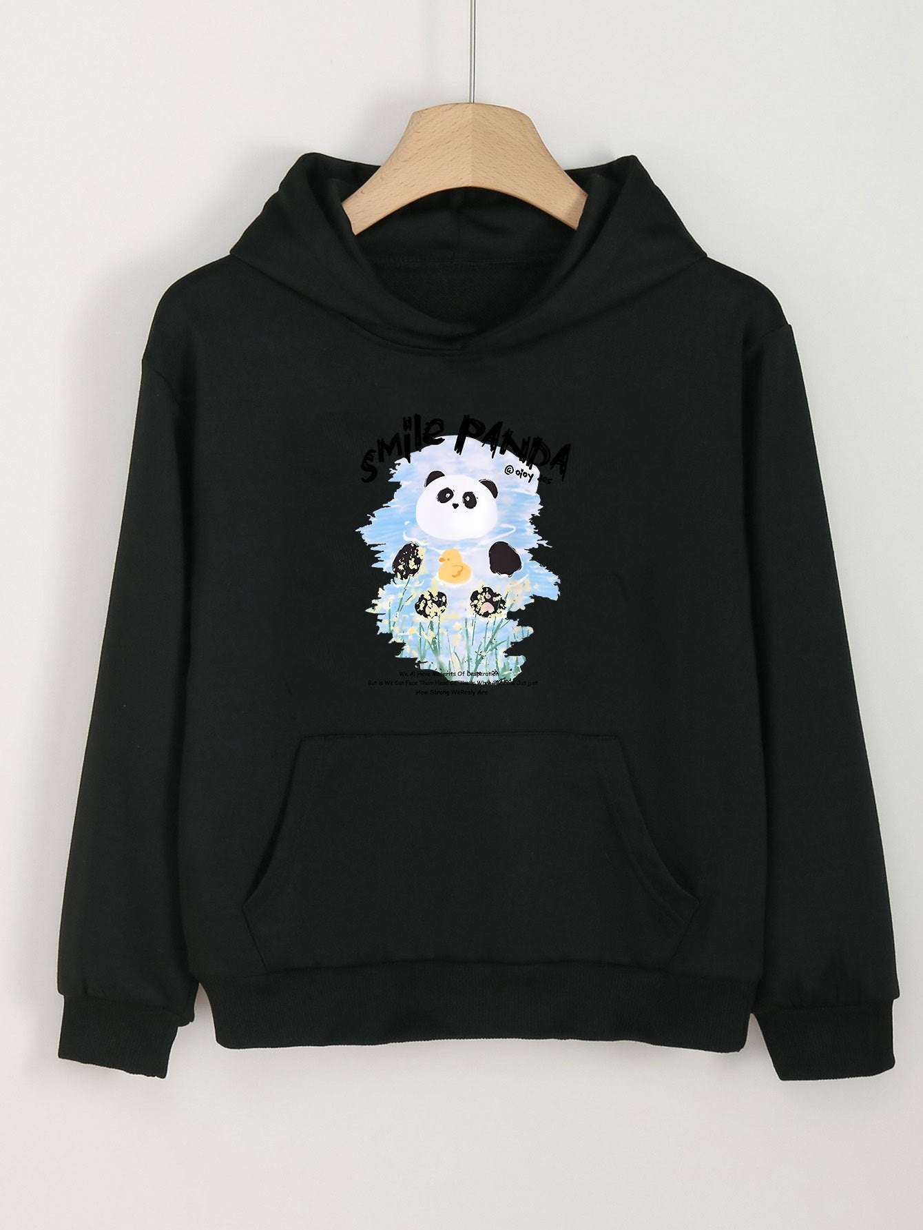 Smile Panda Print Hoodie Girls Casual Pullover Hooded Top Spring Fall