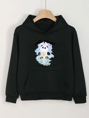 Smile Panda Print Hoodie Girls Casual Pullover Hooded Top Spring Fall