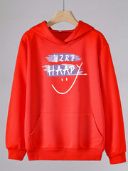 Happy Face Print Hoodie For Girls Kids Casual Pullover Hooded Long Sleeve Top