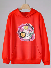 Cartoon Animals Print Hoodie For Girls Kids Casual Pullover