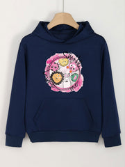 Cartoon Animals Print Hoodie For Girls Kids Casual Pullover