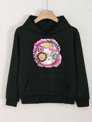 Cartoon Animals Print Hoodie For Girls Kids Casual Pullover