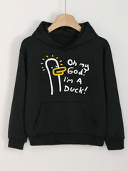Duck Print Hoodie For Girls Kids Pullover Hooded Top