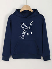 Girls Good Luck Print Hoodie, Casual Long Sleeve Top