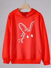 Girls Good Luck Print Hoodie, Casual Long Sleeve Top