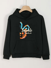 Sparkle Print Hoodie For Girls Kids Casual Pullover Hooded Long Sleeve Top