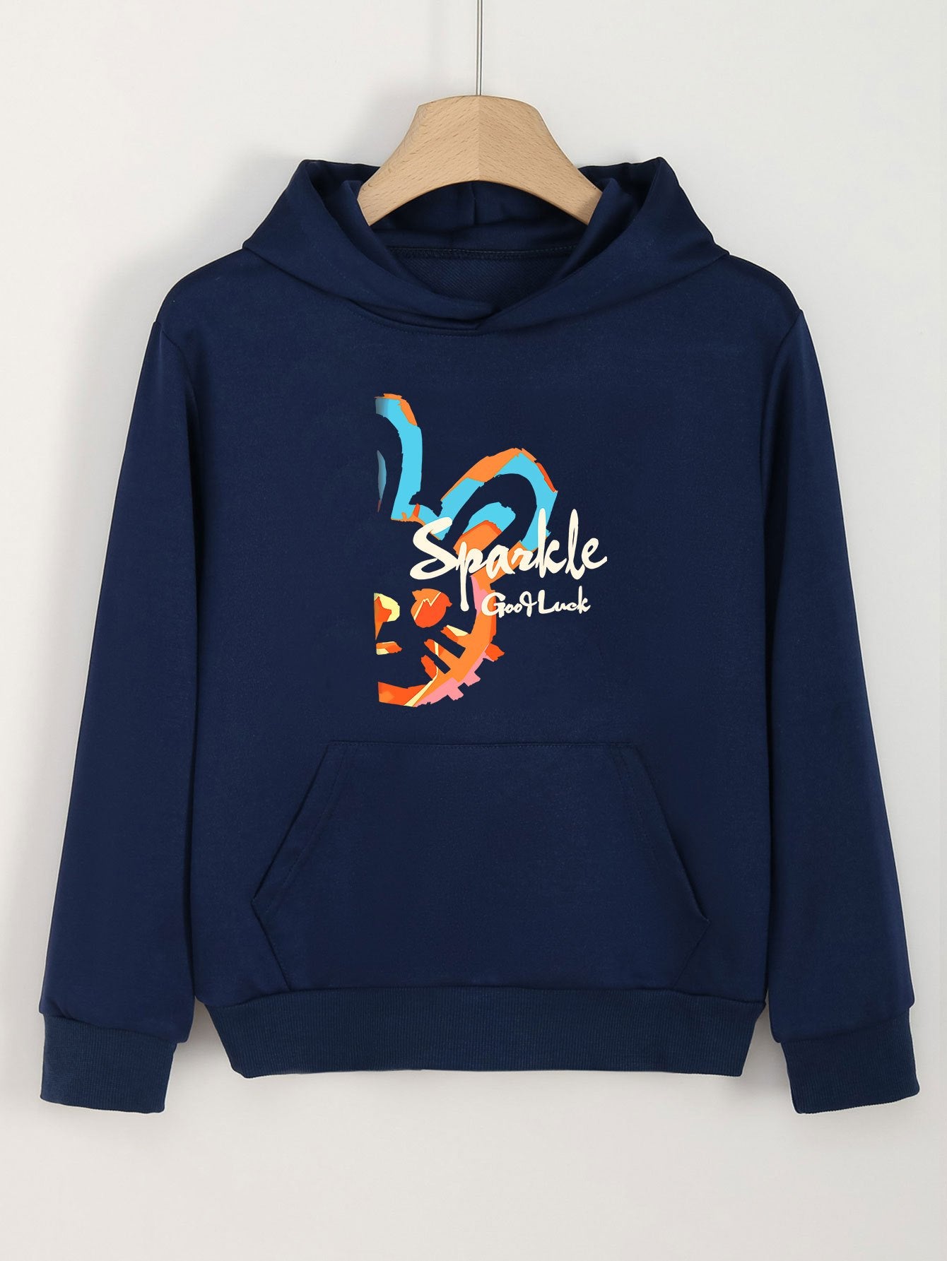 Sparkle Print Hoodie For Girls Kids Casual Pullover Hooded Long Sleeve Top