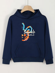 Sparkle Print Hoodie For Girls Kids Casual Pullover Hooded Long Sleeve Top