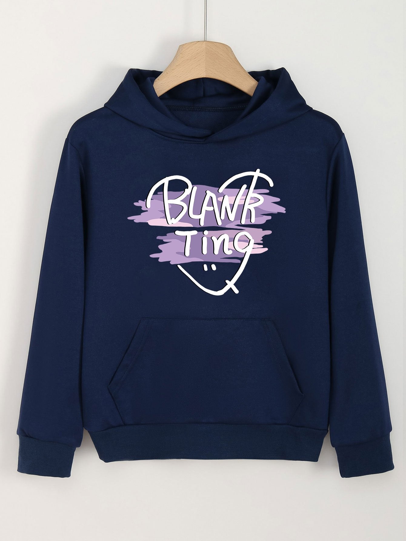 Girl's Blank Ting Print Hoodie Kids Pullover Long Sleeve Top