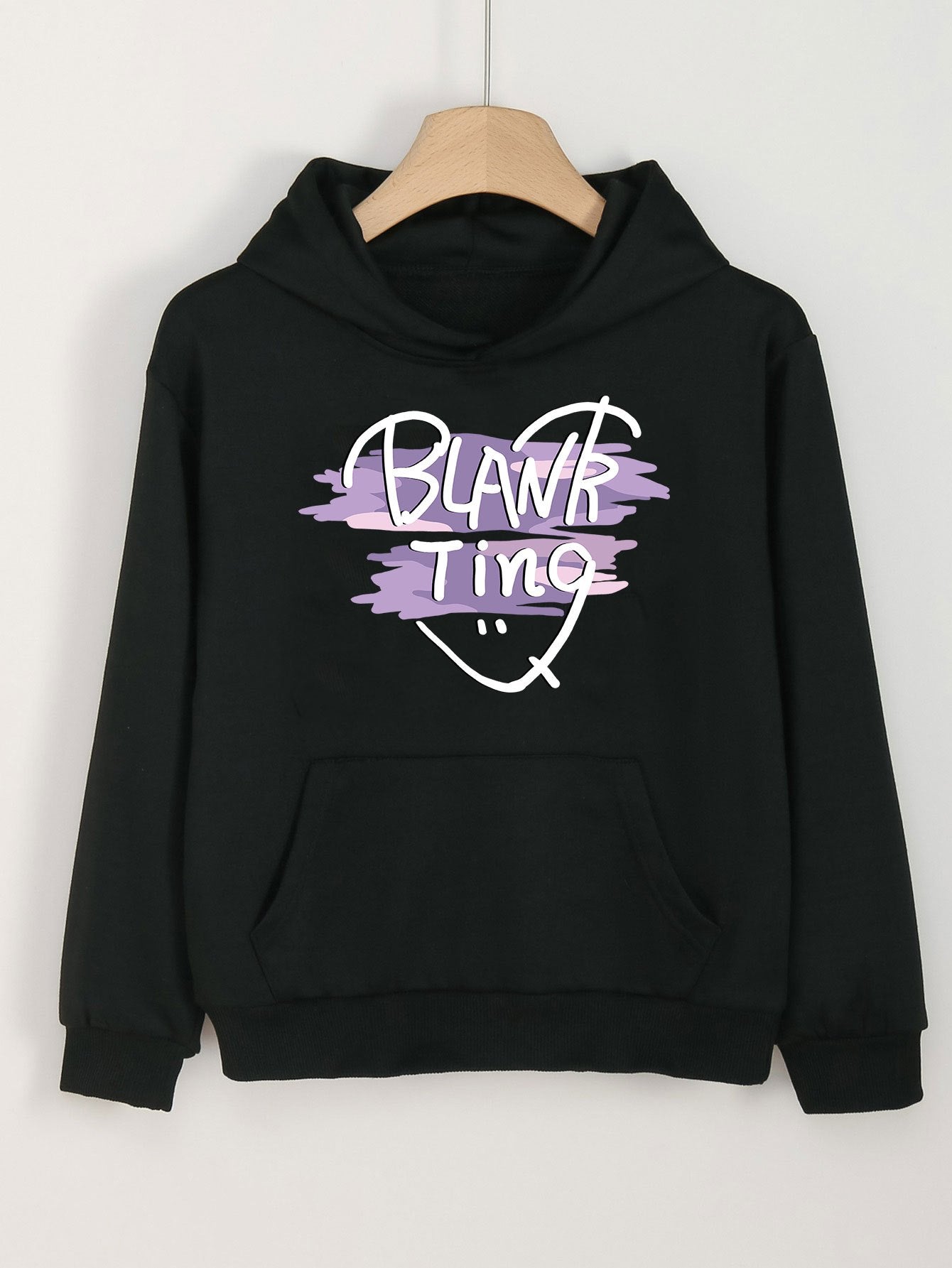 Girl's Blank Ting Print Hoodie Kids Pullover Long Sleeve Top