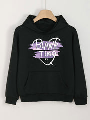 Girl's Blank Ting Print Hoodie Kids Pullover Long Sleeve Top
