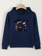 Rabbit Print Hoodie For Girls Kids Casual Pullover Hooded Top
