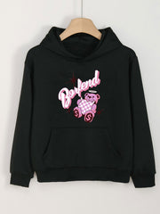 Angel Bear Print Hoodie For Girls Kids Casual Pullover Hooded Long Sleeve Top