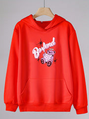 Angel Bear Print Hoodie For Girls Kids Casual Pullover Hooded Long Sleeve Top