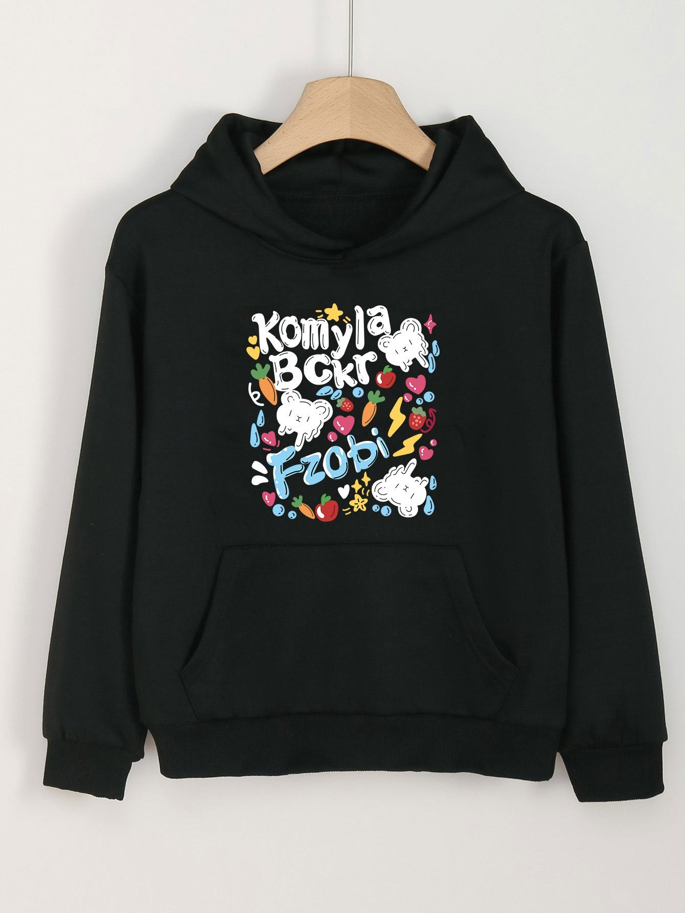 Girls Cartoon Bears Hoodie Kids Pullover Long Sleeve Top