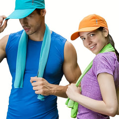 Cooling Sports Towel w/ Silicone Box Quick Dry for Yoga Golf Gym Running