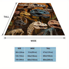 Dinosaur Skull Pattern Camping Blanket Lightweight Flannel Throw