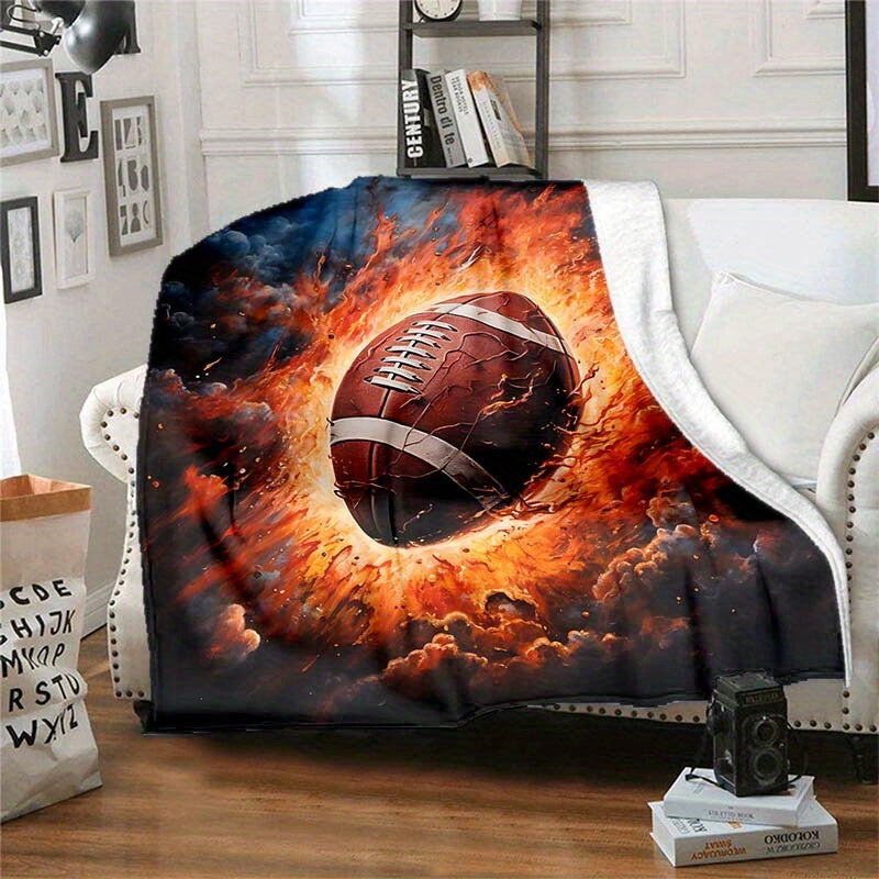 Flame Rugby Portable Camping Thin Blanket Lightweight Flannel Throw Blanket