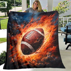 Flame Rugby Portable Camping Thin Blanket Lightweight Flannel Throw Blanket