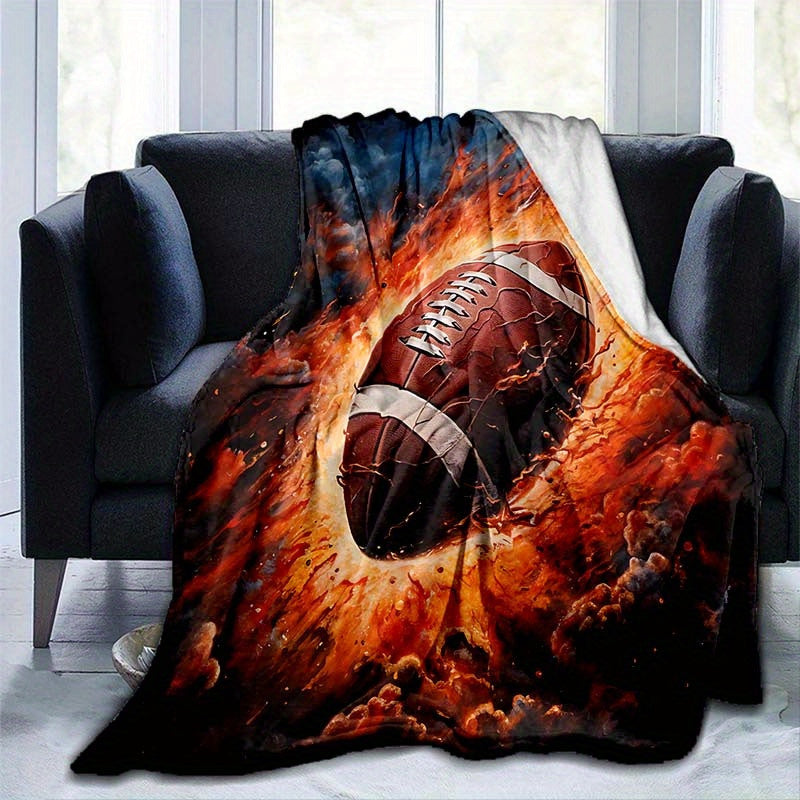 Flame Rugby Portable Camping Thin Blanket Lightweight Flannel Throw Blanket