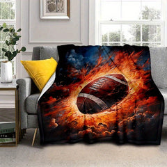 Flame Rugby Portable Camping Thin Blanket Lightweight Flannel Throw Blanket