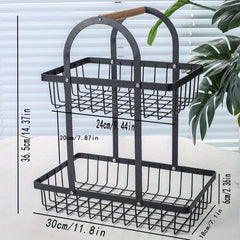 Nordic Style Iron Basket Double layer Portable Fruit Basket