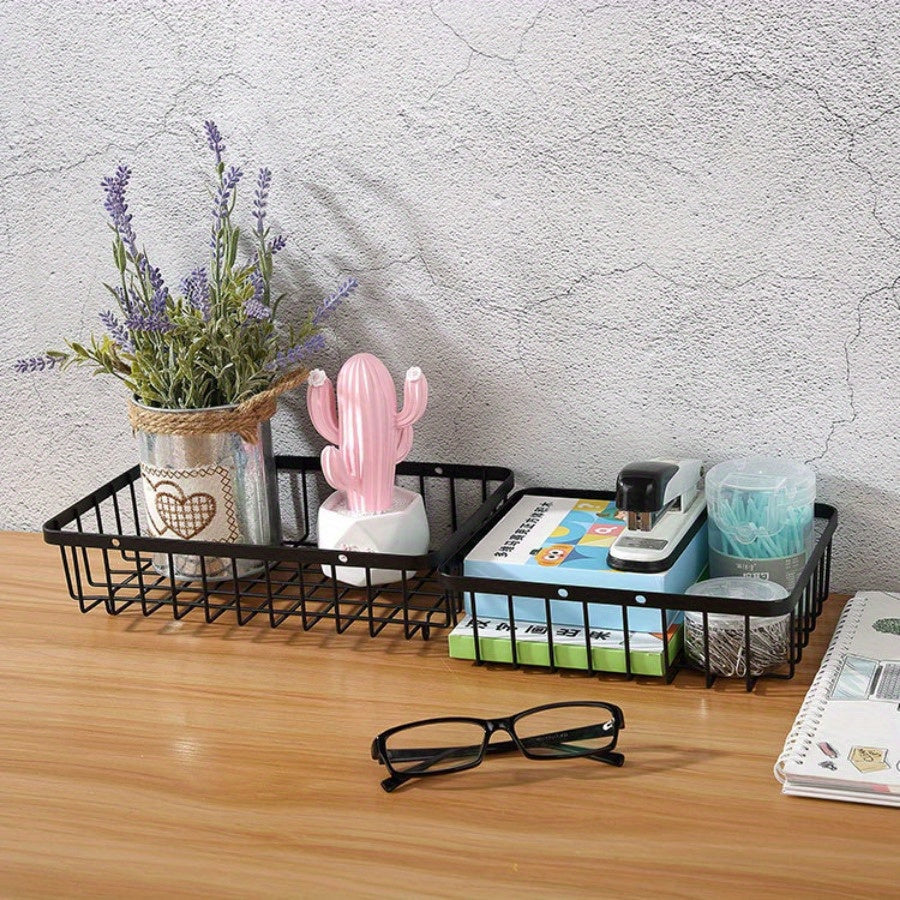 Nordic Style Iron Basket Double layer Portable Fruit Basket