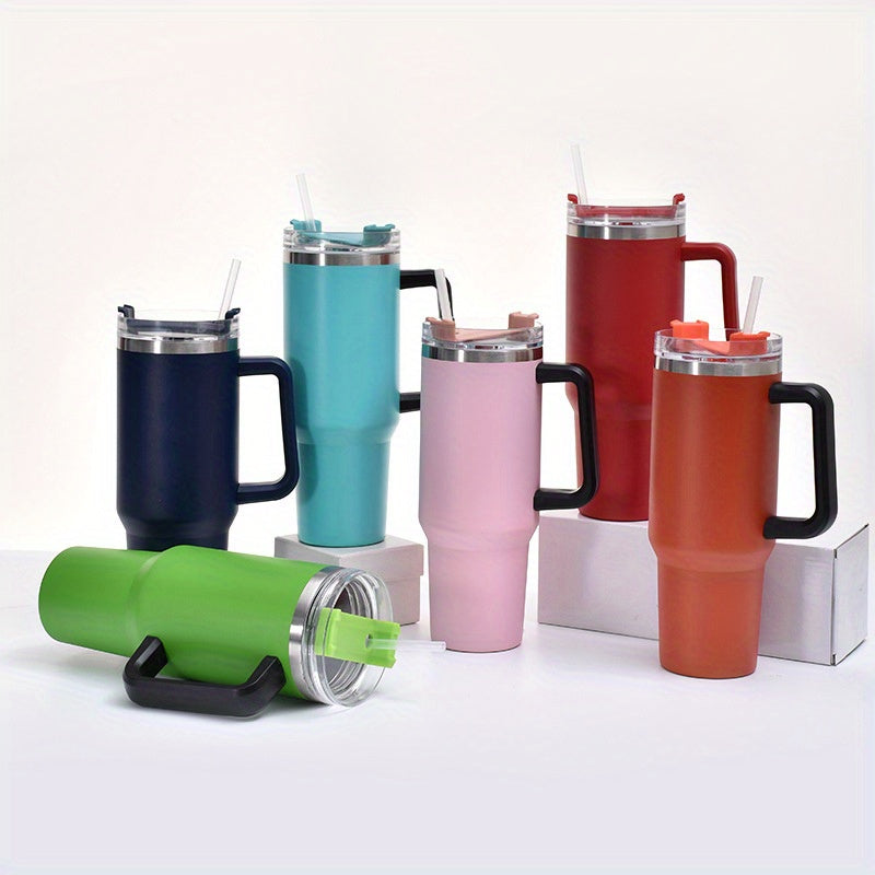 30oz Stainless Steel Vacuum Cup With Handle & Straw