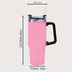 30oz Stainless Steel Vacuum Cup With Handle & Straw