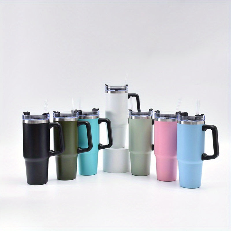 30oz Stainless Steel Vacuum Cup With Handle & Straw
