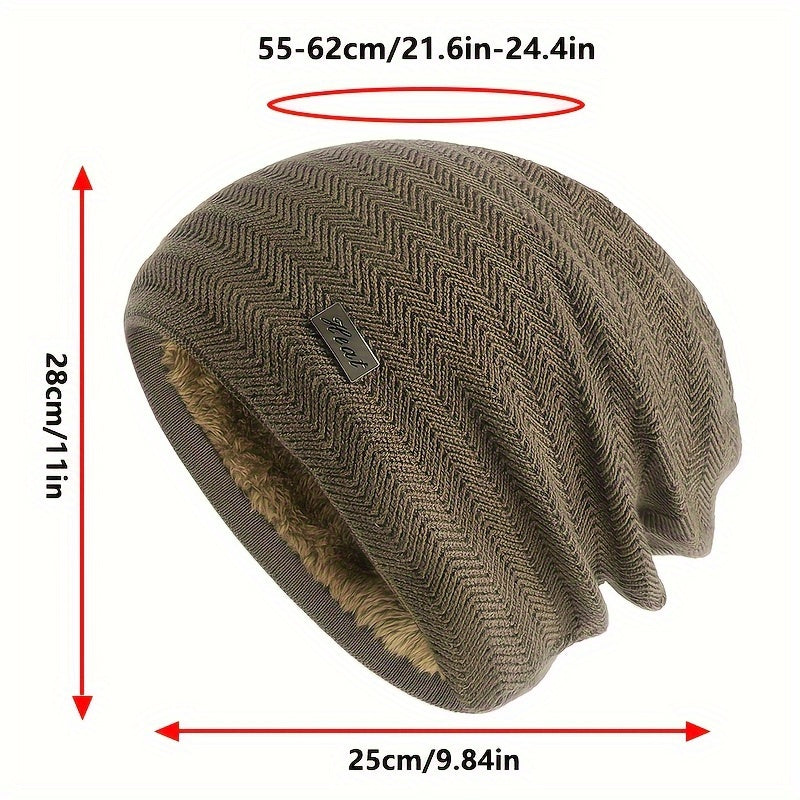 Winter Velvet Knitted Hat Coldproof Ear Warm Beanie for Outdoor Skiing
