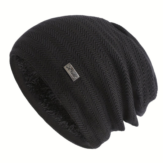 Winter Velvet Knitted Hat Coldproof Ear Warm Beanie for Outdoor Skiing