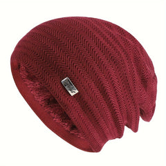 Winter Velvet Knitted Hat Coldproof Ear Warm Beanie for Outdoor Skiing