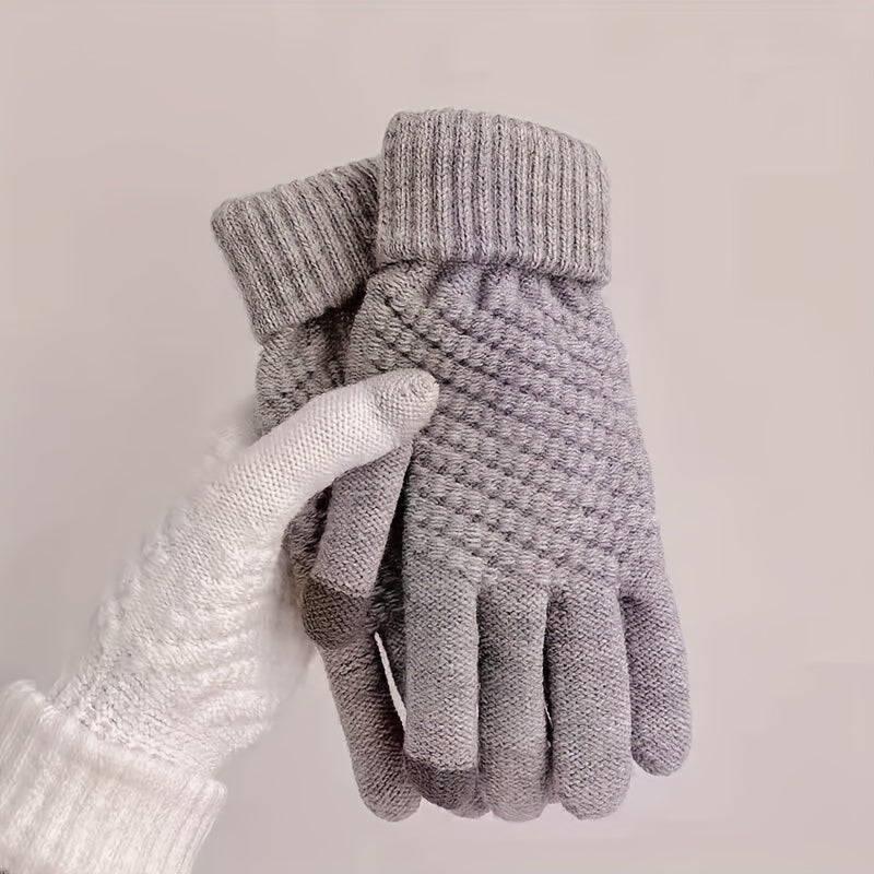 Winter Thermal Knit Gloves Touch Screen Thickened for Cycling Hiking