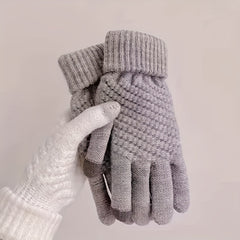 Winter Thermal Knit Gloves Touch Screen Thickened for Cycling Hiking