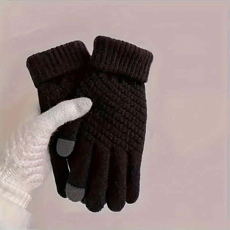 Winter Thermal Knit Gloves Touch Screen Thickened for Cycling Hiking