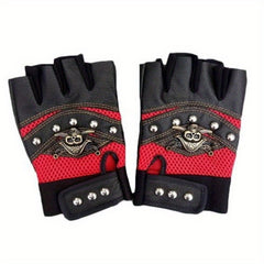 Skull Punk PU Leather Fingerless Gloves for Men and Women