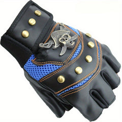 Skull Punk PU Leather Fingerless Gloves for Men and Women