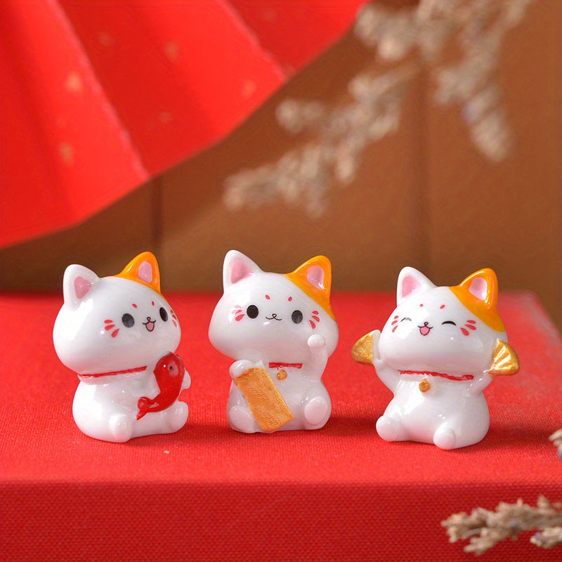 Cat Ornament Cartoon Resin Figurines Decor Dollhouse Fairy Garden Kitten