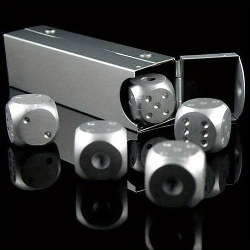 5pcs Aluminum Alloy Metal Dices Table Game Dice Poker Games Dice Set