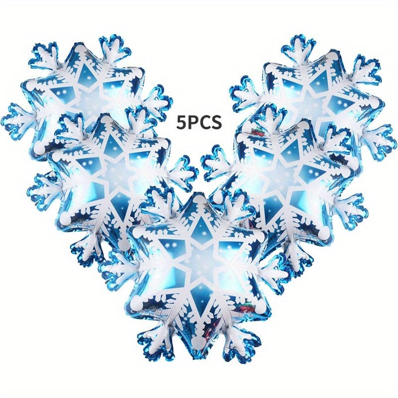 5pcs Large Snowflake Foil Balloons Christmas Winter Party Supplies