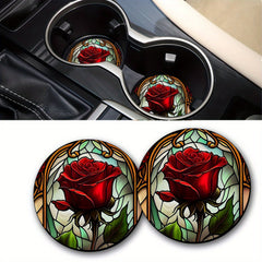 2pcs Holiday Party Coaster Decorative Mat Coffee Coaster Waterproof Round