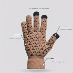 Winter Velvet Warm Gloves For Men Women Knitted Non-slip Touch Screen Gloves