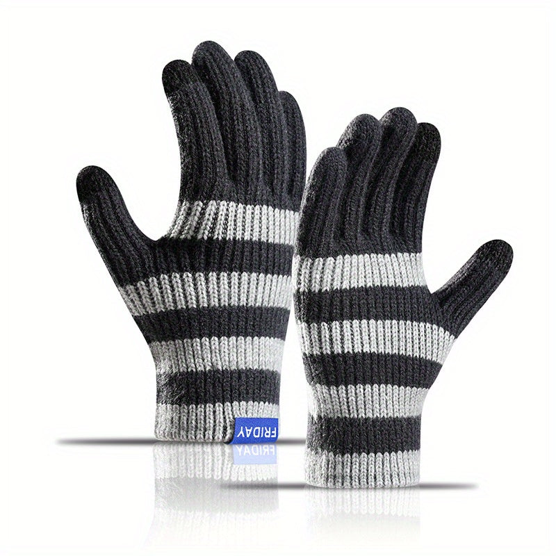 Men's Thick Outdoor Cycling Sports Gloves Coldproof Touch Knitted Winter Warm
